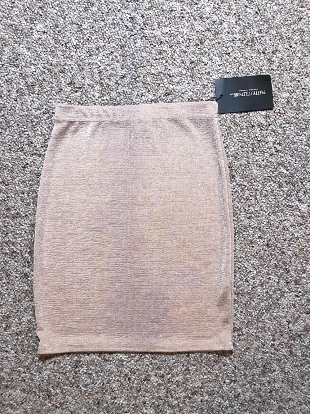 Pretty Little Thing Nude Shimmer Knit Mini Pencil Skirt NWT